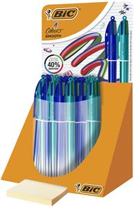 Bic Colours Smooth Gradiant 4-kleurenbalpen, medium, blauw en groen, display van 30 stuks