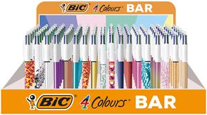 Bic Colours Bar 4-kleurenbalpen, medium, klassieke inktkleuren, display van 216 stuks, assorti