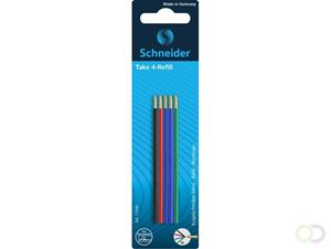 Schneider balpenvulling Take 4, geassorteerde kleuren, etui van 5 stuks