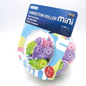 Art Plus Plus correctieroller Mini Pastel, 6 m x 5 mm, display van 50 stuks in geassorteerde kleuren