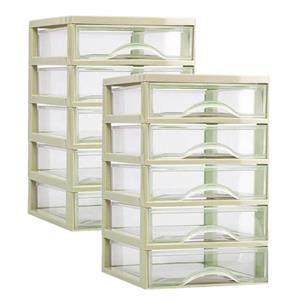 PlasticForte Ladeblokje/bureau organizer 2x lades - beige/transparant - L18 x B21 x H28 cm - plastic -
