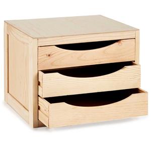 Kipit Kantoor organiser ladeblok hout x 30 x 29 cm - 3x lades - opbergen -