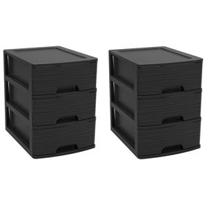 EDA Ladekast/bureau organizer A5 - 2x lades stapelbaar - zwart - L19 x B26 x H25 cm -