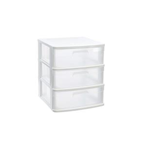 PlasticForte Ladeblok/bureau organizer - 3x lades - wit/transparant - L40 x B39 x H49.5 cm - kunststof -