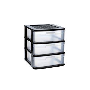 PlasticForte Ladeblok/bureau organizer - 3x lades - zwart/transparant - L40 x B39 x H49.5 cm - kunststof -