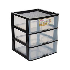 Hega Hogar Ladeblokje - 3 lades - zwart - kunststof - x x cm - ladekastje -