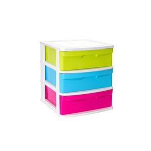 PlasticForte Ladeblok/bureau organizer - 3x lades - kleurenmix - L40 x B39 x H49.5 cm - kunststof -
