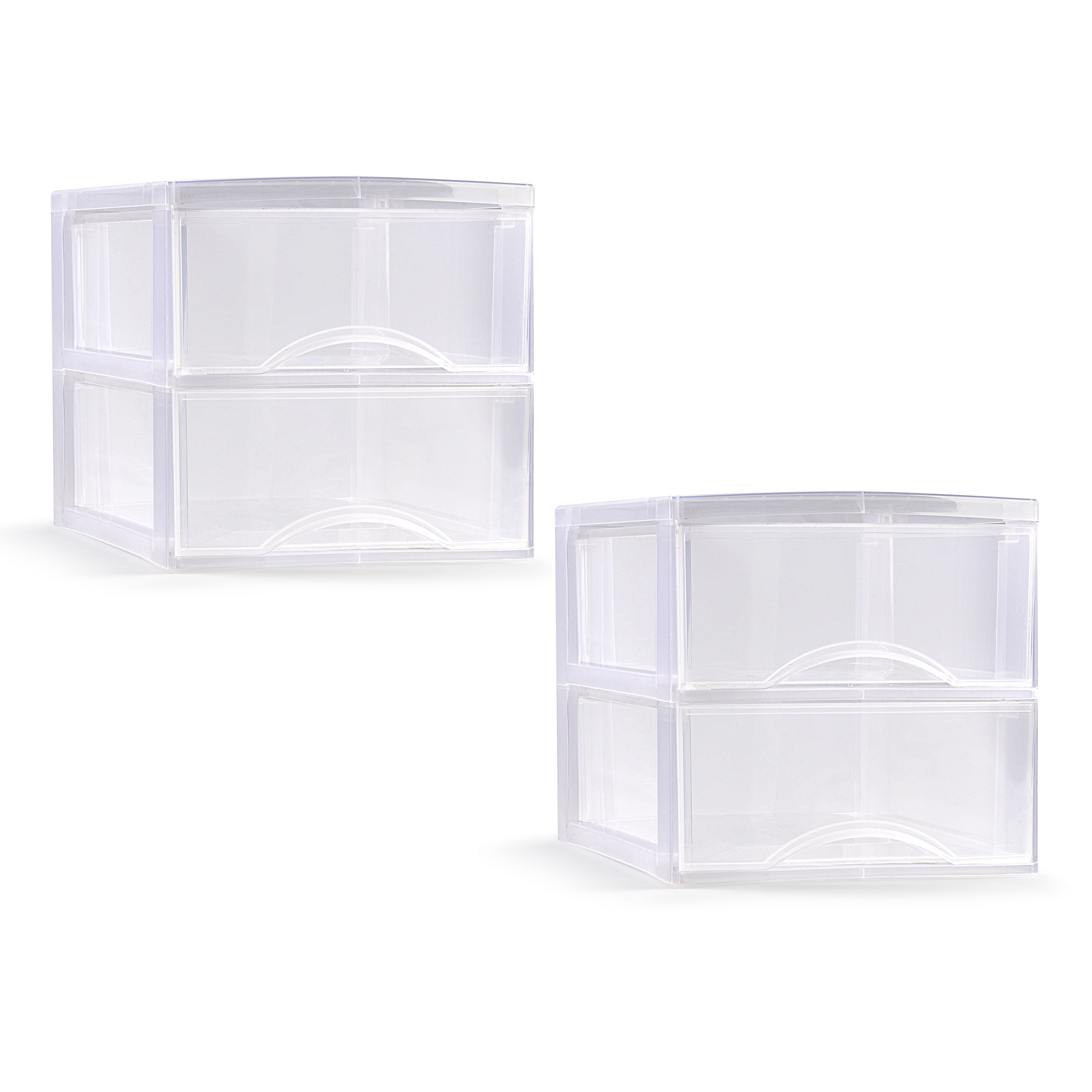 PlasticForte Ladeblokje/bureau organizer - 2x - 2 lades - transparant - L26 x B36 x H25 cm - plastic -