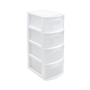 PlasticForte Ladeblok/bureau organizer met 4x lades - wit/transparant - L39 x B28.5 x H78 cm - kunststof -