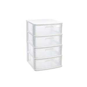PlasticForte Ladeblok/bureau organizer met 4x lades wit/transparant L40 x B39 x H65 cm -