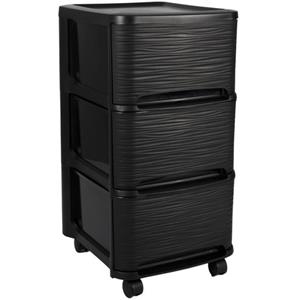 EDA Ladenkast organizer - zwart - 3x lades - met wieltjes - L32 x B37 x H61 cm -