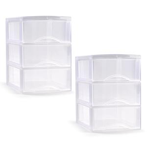 PlasticForte Ladeblokje/bureau organizer - 2x - 3 lades - transparant - L26 x B37 x H37 cm - plastic -