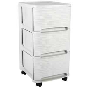 EDA Ladenkast organizer - wit - 3x lades - met wieltjes - L32 x B37 x H61 cm -