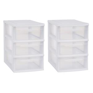 EDA 2x stuks ladenkast/bureau organizers wit stapelbaar A5 met 3x lades L18 x B27 x H27 cm -