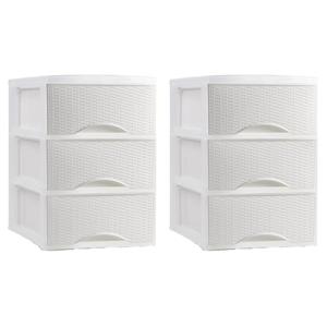 PlasticForte Thuis kantoor organizer ladeblok - 2x - 3 lades - 26 x x cm - kunststof - Wit -
