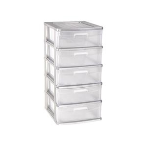 PlasticForte Ladeblok/bureau organizer met 5x lades grijs/transparant L40 x B39 x H81 cm -