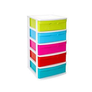 PlasticForte Ladeblok/bureau organizer met 5x lades multi-color/wit L40 x B39 x H81 cm -