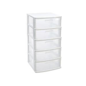 PlasticForte Ladeblok/bureau organizer met 5x lades wit/transparant L40 x B39 x H81 cm -