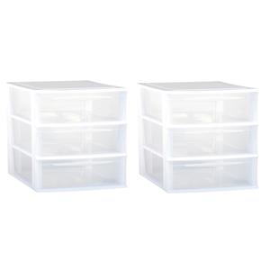 EDA 2x stuks ladenkast/bureau organizers wit stapelbaar A4 met 3x lades L36 x B26 x H28 cm -