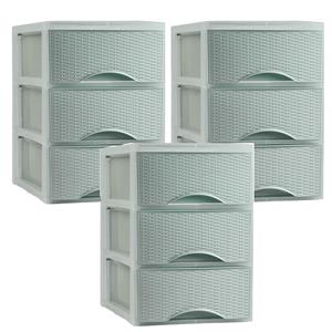 PlasticForte Thuis kantoor organizer ladeblok - 3x - 2 lades - 25 x x 26 cm - opslag - Kunststof - Groen -