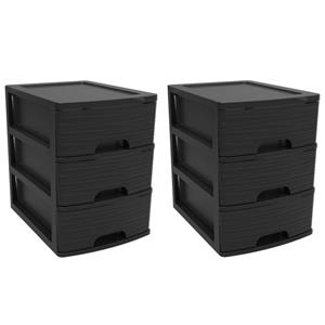 EDA Ladeblok/bureau organizer A5 - zwart - 2x lades - stapelbaar - L27 x B36 x H35 cm -