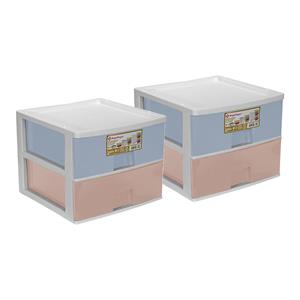 Hega Hogar Ladeblokje/bureau organizer 2x grote lades - multi kleuren - L38 x B38 x H30 cm - kunststof -