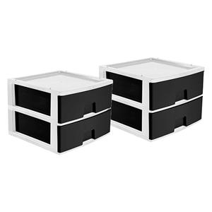 Hega Hogar Ladeblokje/bureau organizer 2x grote lades - wit/antraciet - L38 x B38 x H30 cm - kunststof -
