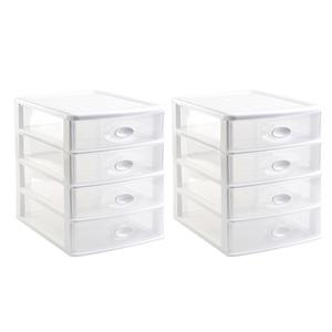 PlasticForte Ladeblok bureau organizer - 3x stuks - 4 lades - wit - 35,5x27x35 -