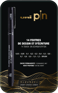Uni-ball Uni Pin fineliner, assorti, doos van 14 stuks