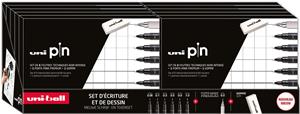 Uni-ball Uni Pin fineliner, display van 10 dozen van 6 stuks + vulpotlood en gum