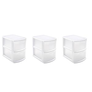 Merkloos PlasticForte Ladeblok - Set van 3x stuks - 2 lades - bureau organizer - x 29 x cm -