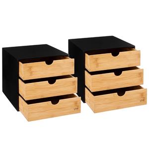5five Kantoor organizer ladeblok - 2x - 3 lades - 25 x 31 x 25 cm - bamboe hout -