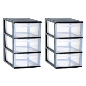 EDA 3x stuks ladenkast/bureau organizers zwart stapelbaar A4 met 3x lades L26 x B36 x H41 cm -