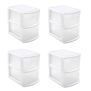 Merkloos PlasticForte Ladeblok - Set van 4x stuks - 2 lades - bureau organizer - x 29 x cm -