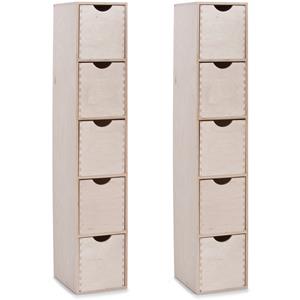 Zeller Kantoor organizer ladeblok - 2x - 5 lades - 21 x 18 x 87 cm - hout -