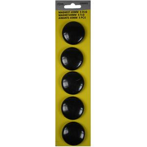 Merkloos Benson ronde koelkast / whiteboard magneetjes - 5x stuks - zwart - Keuken magneten -