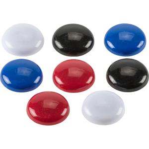 Kwb 8x stuks memo / whiteboard magneten zwart / wit / blauw / rood -