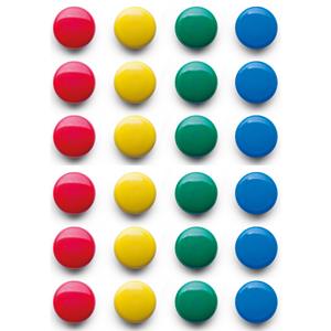 Zeller Whiteboard/koelkast magneten gekleurd - 24x - kunststof - 2 cm -