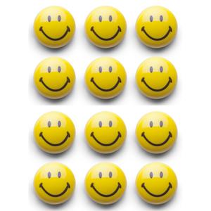Zeller Whiteboard/koelkast magneten smiley - 12x - kunststof - 3 cm -