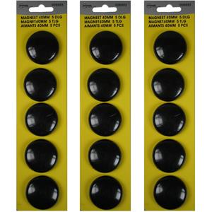 Merkloos Benson ronde koelkast / whiteboard magneetjes - 15x stuks - zwart - Keuken magneten -