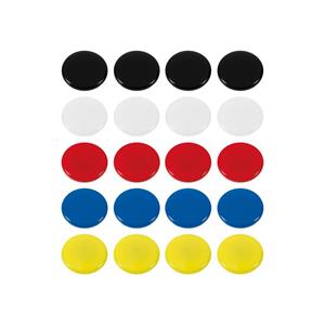 Merkloos 20x Ronde koelkast/whiteboard magneten 30 mm gekleurd -