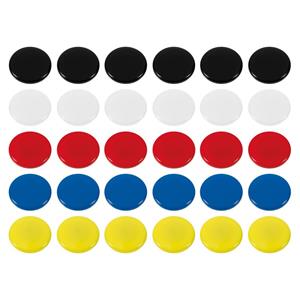 Merkloos 30x Ronde koelkast/whiteboard magneten 30 mm gekleurd -