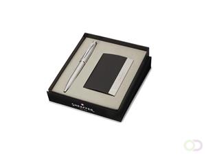 Sheaffer SF-G2930651-3 Balpen 100 M Giftset Brushed Chrome Nickel Plated + Visitekaarthouder