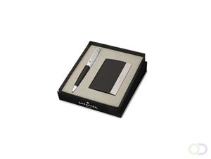 Sheaffer SF-G2931451-3 Balpen 300 M Giftset Glossy Black Chrome Plated + Visitekaarthouder