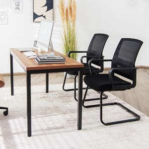 Costway Set van 2 Vergaderstoelen Kantoorstoelen voor Gasten met Zwaar Onderstel in de Vorm van een Slee voor Wachtruimte Receptie
