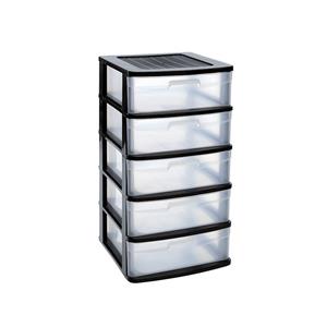 PlasticForte Ladeblok bureau organizer - 5 lades - zwart - 40x39x81cm -