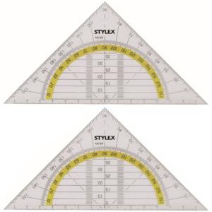 Toppoint 2x Geodriehoeken met liniaal en gradenboog 14 cm -
