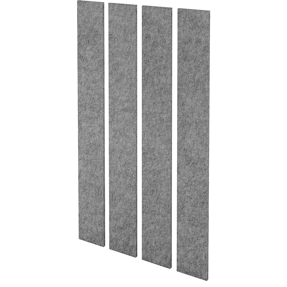 Set akoestische wandpanelen, wanddikte 25 mm, grijs gemêleerd, VE = 4 stuks, h x b = 2000 x 250 mm