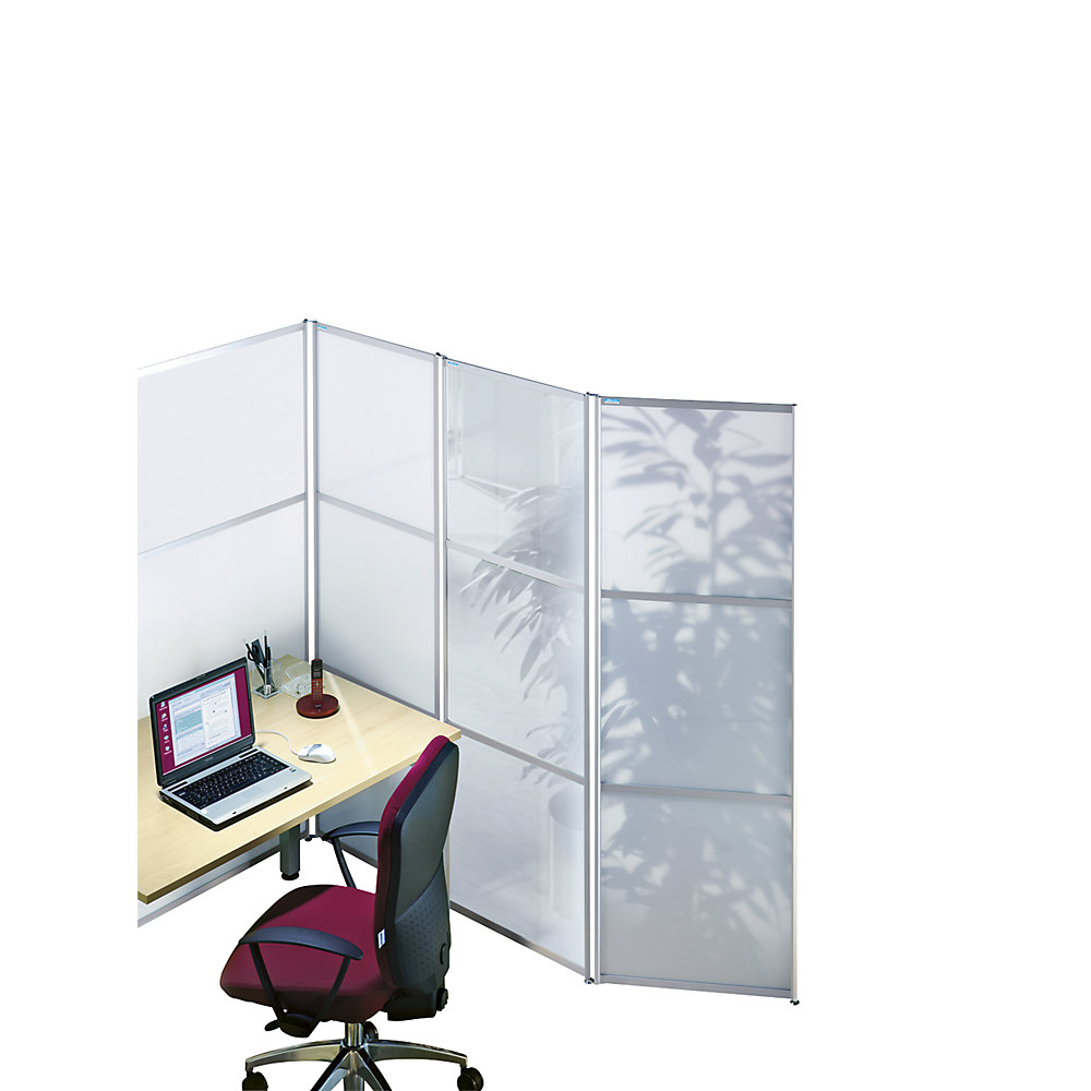 Eurokraft pro Stelwand- en Paravent-systeem, h x b x d = 1800 x 1000 x 18 mm, matwit veiligheidsglas