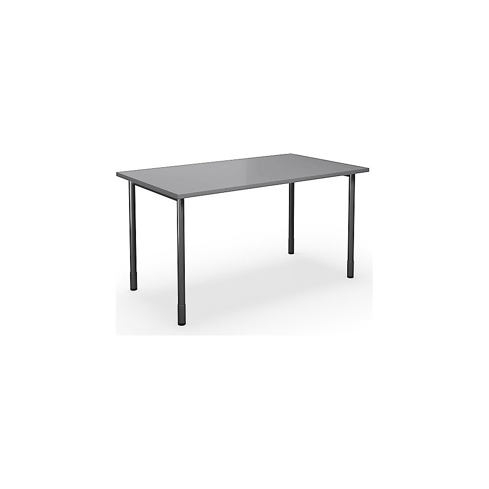 Multifunctionele tafel DUO-C, recht blad, h x d = 700 - 800 x 800 mm, breedte 1400 mm, lichtgrijs, zwart